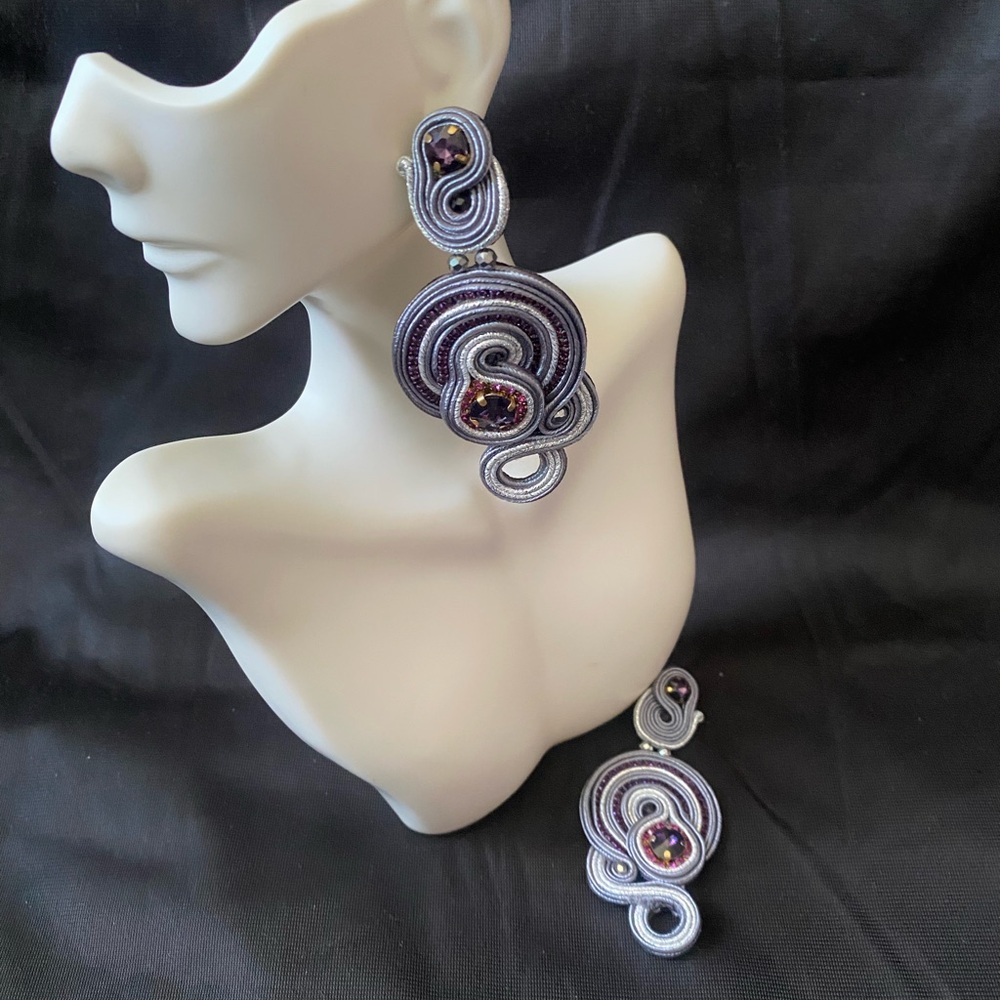 Elegant Purple and Silver Earrings